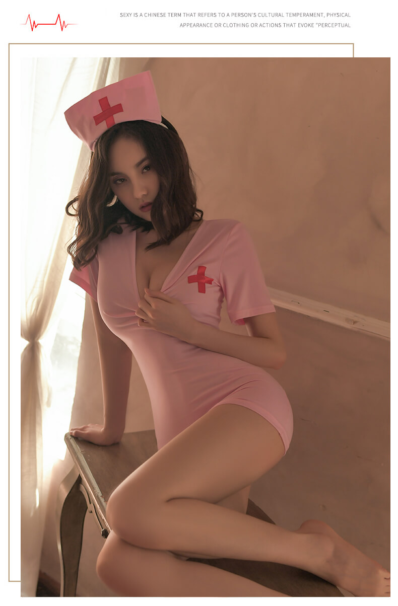 角色扮演性感鏤空誘惑護士制服套裝