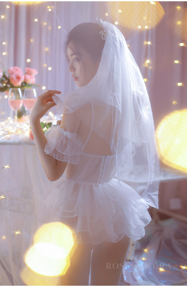 甜美夢幻白色新娘婚紗公主裙